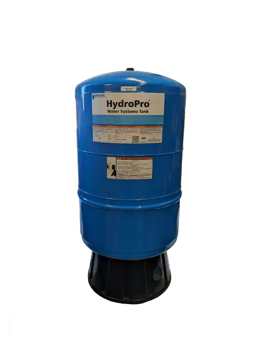 Réservoir pressurisé bleu de marque HydroPro, utilisé pour maintenir une pression constante dans les systèmes de pompage.