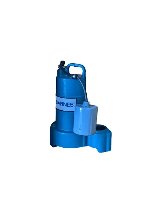 Pompe bleue pour les égouts de marque Barnes, conçue pour le pompage des eaux usées.